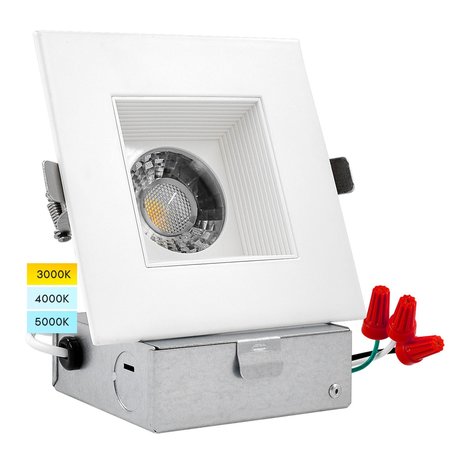 LUXRITE 4 Inch Square LED Recessed Downlight 3 CCT 3000K-5000K CRI90 15W 1200LM Dimmable LR23267-1PK